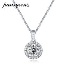 PANSYSEN 100% 925 Sterling Silver Round Cut 1CT Real Moissanite Lab Diamonds Pendent Necklace Fine Jewelry Wholesale Necklaces 2024 - buy cheap