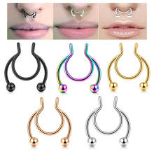Punk Stainless Steel Nose Ring Clip Lip Ring Earrings Spiral Hook Artificial Septum Body Piercing Jewelry Nose Rings New Style 2024 - buy cheap
