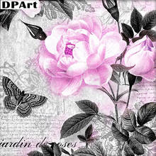 Pintura diamante completa quadrada/redonda flor rosa 5d daipor pintura bordada ponto de cruz mosaico de cristal strass l165 2024 - compre barato