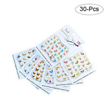 30pcs Gold Silver 3D Nail Art Sticker Hollow Decals Mixed Designs Adhesive Flower Nail Tips Letter Butterfly Paper Decoration 2024 - buy cheap