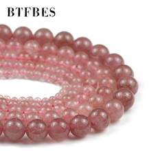Btfbes-miçangas espaçadoras para joias, brincos com cristais de pedra rosa, 4, 6, 8, 10, 12mm 2024 - compre barato