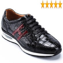 Genuine Brand Casual Black Mens Sneakers Business Formal Crocodile Leather Shoes 2021 Lace Up Luxury Trainers Male Flats 2024 - buy cheap