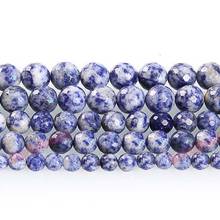 Fctory Price Natural Stone Faceted Blue Spot Round Beads 16" Strand 4 6 8 10 12MM Pick Size For Jewelry Making diy 2024 - buy cheap