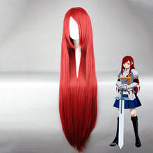 Anime Fairy Tail Erza Scarlet Cosplay, peluca de cabello sintético resistente al calor, liso, rojo, viento largo + gorro de peluca gratis 2024 - compra barato