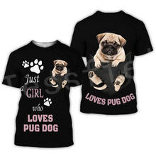 Tessvel-camisetas de manga corta para hombre y mujer, ropa informal, divertida, con estampado de animales, perro Pug, mascota, Harajuku, Unisex, 3dfullprint, s-3 2024 - compra barato