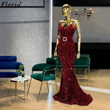 Размера плюс бордовые платья для выпускного вечера для женщин 2020 Русалка Спагетти коктейльные платья Свадебная вечеринка платья вечернее платье 2020 2024 - купить недорого