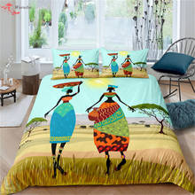 Homesky-conjunto de cama de edredom africano, retrô, rústico, conjunto de cama, roupa de cama, feminino, vermelho, laranja, geométrico, tecido para casa 2024 - compre barato