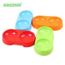 Pet Double Bowls Colorful Plastic Pet Feeding Bowls Dog Cat Water Food Puppy Dog Feeder Utensils Pet Accessories Random color 2024 - buy cheap