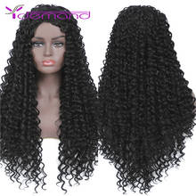 Y demanda longa afro encaracolado perucas de cabelo preto para mulher onda kinky sintético peruca completa fibra resistente ao calor 2024 - compre barato