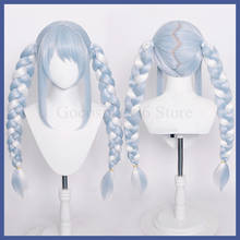 Vtuber usada pekora peruca tranças grosso rabo de cavalo hololive fantasia coelho meninas cosplay azul branco sintético longo cabelo trançado 2024 - compre barato