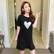 2019 New Women Heart Print Casual Summer Dress Women Short Sleeve O-Neck Dress Korean Style Loose Sexy Mini Dresses Vestido 2024 - buy cheap