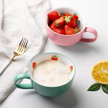 450ML Cute Strawberry Mug Young Girl Large Capacity Porcelain  Milk Oatmeal Bowl Breakfast Cup Home Leisure Exquisite Decoration 2024 - buy cheap