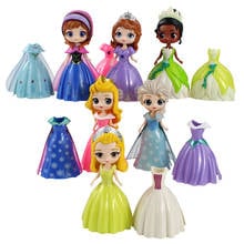 11-12cm 12pcs/Lot Princess Figures Elsa Anna Sofia Sophia Snow White Mermaid With Magic Clip Change Dress Sleeping Beauty Toys 2024 - buy cheap