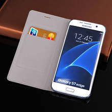 Capa carteira de couro fina com flip, capa com porta cartão, bolsa para telefone para samsung galaxy s7 g930f g930h/s7 edge g935f g935h 2024 - compre barato