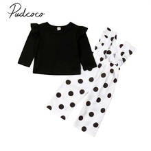 2019 Baby Spring Autumn Clothing Toddler Kid Baby Girl Ruffle T-shirt Tops Dots Overall Pants 2PCS Fashion Outfit Clothes 1-5T 2024 - buy cheap