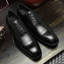 Zapatos de vestir para hombre, calzado de negocios, Oxford, de tacón plano, informal, con punta cuadrada, de cuero genuino, con cordones, talla 45 2024 - compra barato