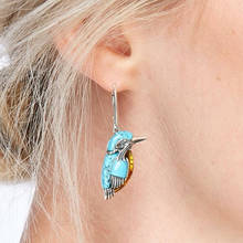 10 Pairs Silver Plated Alloy Lovely Bird Shape Green Turquoises Stone Dangle Earrings for Women Animal Jewelry 2024 - buy cheap