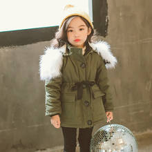 New Winter Children Down & Parkas Coat Fur Collar Hooded Girls Outerwear Coats Army Green Girls Parka BC837 2024 - buy cheap
