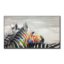 Color And Black And White Zebra Abstract Oil Painting Wall Art Home Decor Picture Modern On Canvas 100% Handpainted No Framed 2024 - buy cheap