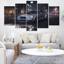 Painting On Canvas Wall Art Frame bedroom Home Decor HD Printed 5 Panel Sports car Ford Mustang Car In The Rain Pictures Poster 2024 - buy cheap