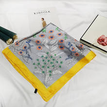 Pañuelo con estampado Floral para mujer, pañuelos de seda satinada para cuello, chales pequeños para bolso, bufanda femenina de 70x70cm 2024 - compra barato