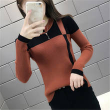 2020 Spring New Fashion color matching Knit Sweater Female Autumn Winter Korean O neck Pullover Slim Shirt Women кофта женская 2024 - buy cheap