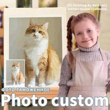 Pintura personalizada por números de foto, pintura a óleo personalizada com número para desenho, quadro para família, crianças, animais de estimação 2024 - compre barato