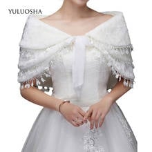 YULUOSHA Bridal Plush Shawl Wedding Dress Winter Warm Three-layer Fringed Shawl Elegant Bridal Wraps Fur Cape Wedding Cape 2024 - buy cheap