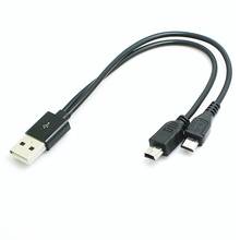 Cable USB 2 en 1 para carga y sincronización de datos, mini-usb 2,0, micro-usb, 5 pines, 25cm 2024 - compra barato