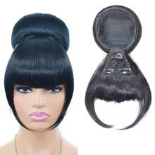 Hair Chignon With Bangs Clip In Hair Bun Pad Spherical Updos Hairpieces Synthetic Black Color For Women 2024 - buy cheap