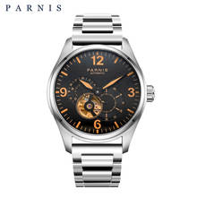 Parnis 44mm Men's Tribullon Automatic Mechanical Watch Miyota 821A Movement Men Luminous Silver Stainless Steel Bracelet Watches 2024 - buy cheap