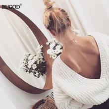 Rugod 2019 Vintae Sexy Backless V-neck Sweater Women Casual Knitted Pullover Autumn Winter Sweater Jumpers New fashion coats 2024 - buy cheap