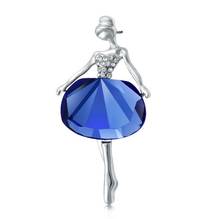 High Quality Blue Crystal Jewelry Elegant Cute Wind Ballet Girl Brooch Pins 2024 - buy cheap