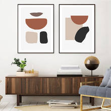 Modern Beige Brown Abstract Geometric Canvas Painting Wall Art Prints Poster Picture for Gallery Living Room Interior Home Decor 2024 - buy cheap