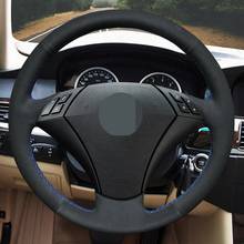 DIY Hand-stitched Black Suede Car Steering Wheel Cover For BMW E60 E61 520i 520li 523 523li 525 525i 530 530i 535 545i 2024 - buy cheap