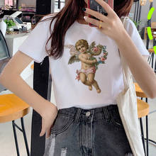 2020 женская летняя футболка для малышей с принтом ангела футболки повседневные футболки Harajuku в стиле 90-х, Ретро стиль, белая футболка женская одежда 2024 - купить недорого