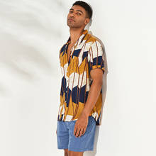 Hawaiian Striped Printed Shirt Streetwear Beach Button Turn-down Collar Short Sleeve Shirt Vintage Youth M-4XL 2022 Summer 2024 - buy cheap