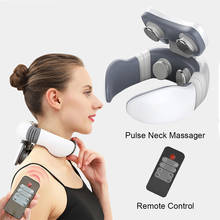 Electric Neck Cervical Shoulder Massager Pulse Therapy Magnetic Pain Relief Tool Portable Machine Electrotherapy Remote Control 2024 - buy cheap