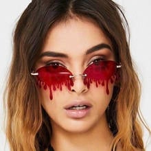 Vintage Oval Tears Sunglasses Women Brand Designer Fashion Rimless Sun Glasses Female Personality Unique Metal Oculos De Sol 2024 - buy cheap