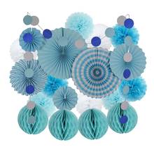 DIY Mixed Size Pink Blue Beige Set Hanging Paper Fans Honeycomb For Wedding EID Christmas Birthday Baptism Party Decor 2024 - buy cheap