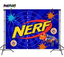 HOTURT NERF Gun Photography Backdrop Kids Birthday Party Background Blue Toy Bullseye Polyester Vinyl Photo Studios Props 2024 - buy cheap