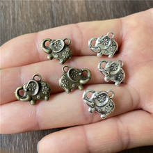 Junkang 20 pçs antigo prata bronze flor-em forma de tatuagem elefante diy artesanal colar pulseira pingente por atacado jóias 2024 - compre barato