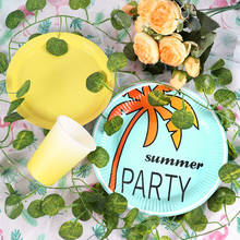 Hawaii Party Disposable Tableware Summer Tropical Birthday Party Decoration Kids Flamingo Hawaiian Luau Aloha Party Supplies 2024 - buy cheap