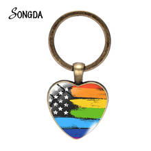 Chaveiro de vidro do orgulho lgbtq +, chaveiro da moda para homens e mulheres, formato de coração, bandeira do arco-íris, lgbtq 2024 - compre barato