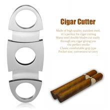 Pocket Size Classic Comfortable Grip Stainless Steel Double Blade Cigar Cutter Knife Scissors Shears For Cigar Cutting Silver 2024 - buy cheap