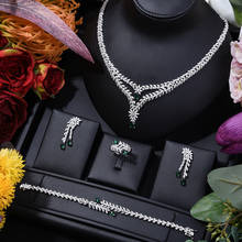 Conjunto de joyería de lujo para mujer, hermoso collar nupcial brillante, brazalete, pendientes, anillo, boda, africano, CZ, Dubai 2024 - compra barato