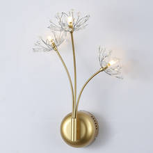 crystal wall lamps nordic gold bedside wall lights luxury loft bedside wall sconce japanese art deco flower dandelion wall light 2024 - buy cheap