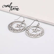 COOLTIME Pentagram Pattern Stainless Steel Amulet Earrings Gold and Silver Color Black Jewelry Women Earrings Gift 2024 - buy cheap