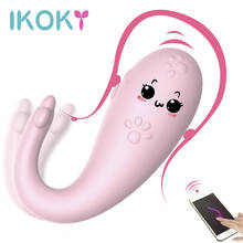 IKOKY-vibrador inalámbrico con control remoto para mujer, Juguetes sexuales con carga USB, masaje de punto G, 8 frecuencias, aplicación Bluetooth 2024 - compra barato