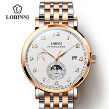 Lobinni-Reloj de pulsera automático para hombre, cronógrafo mecánico de fase lunar, de cuero, 686009 2024 - compra barato